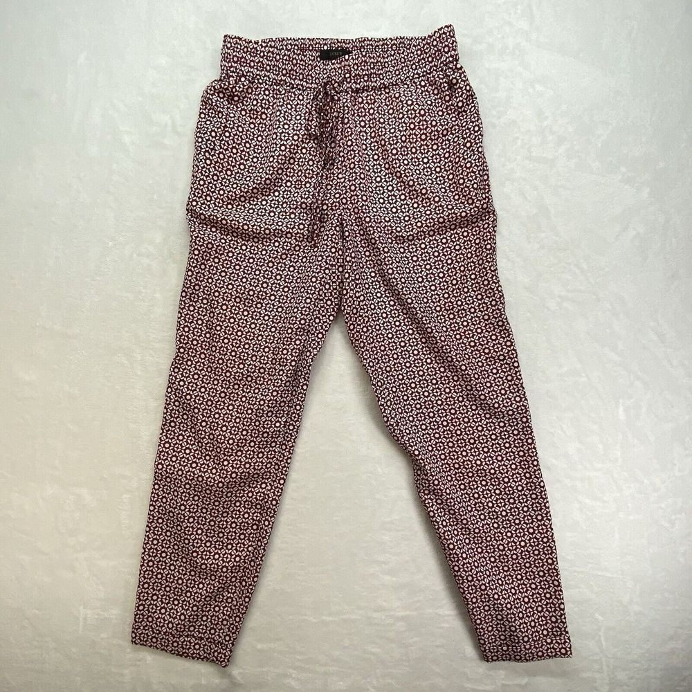 J.CREW Pants womens 0 Red Geo Print A3796 Drawstring Classy Lounge Womens Pants